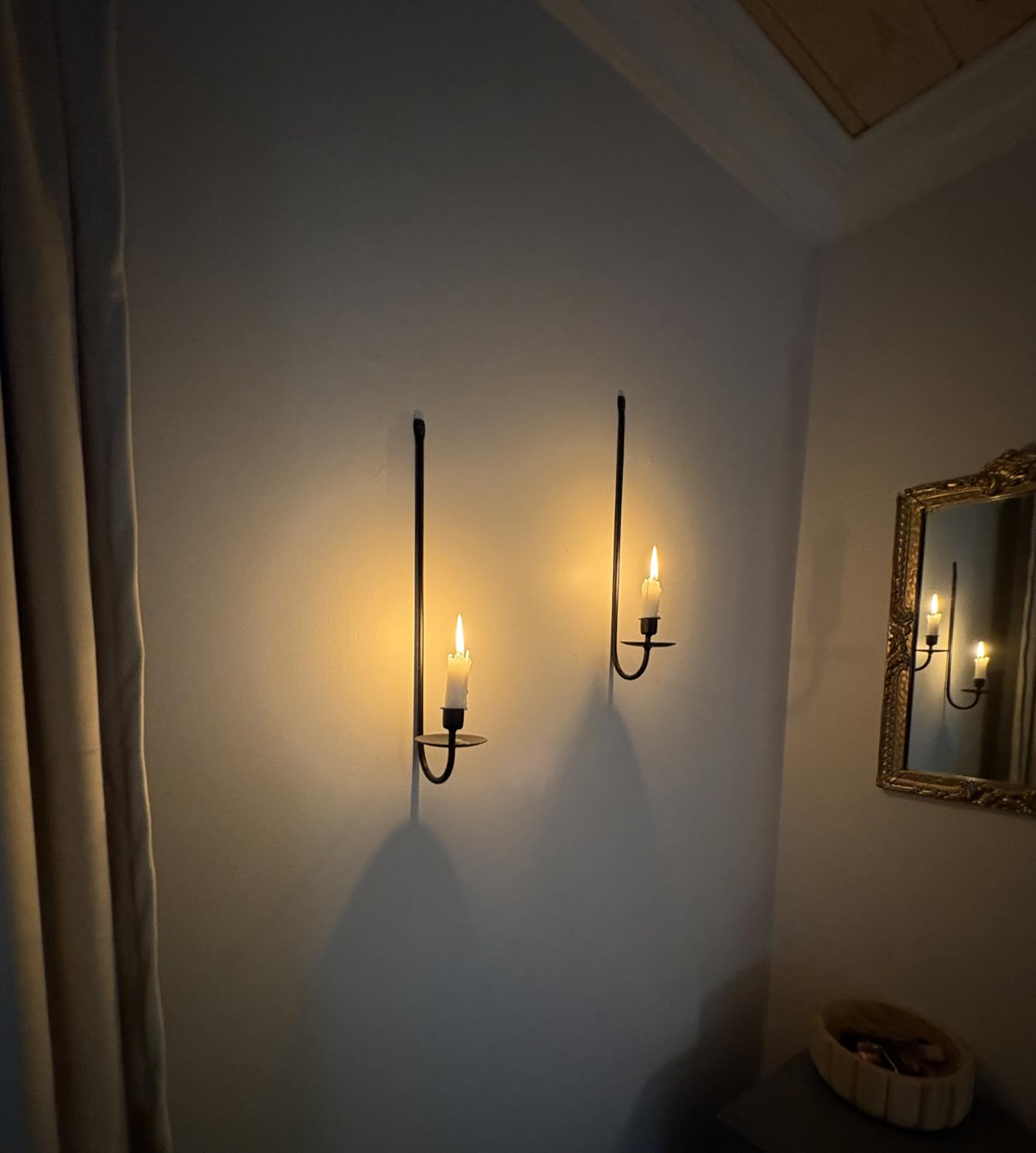 Black Metal Candle Holder Wall Sconces Set