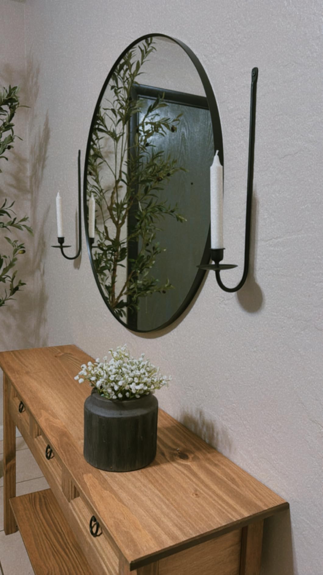 Black Metal Candle Holder Wall Sconces Set