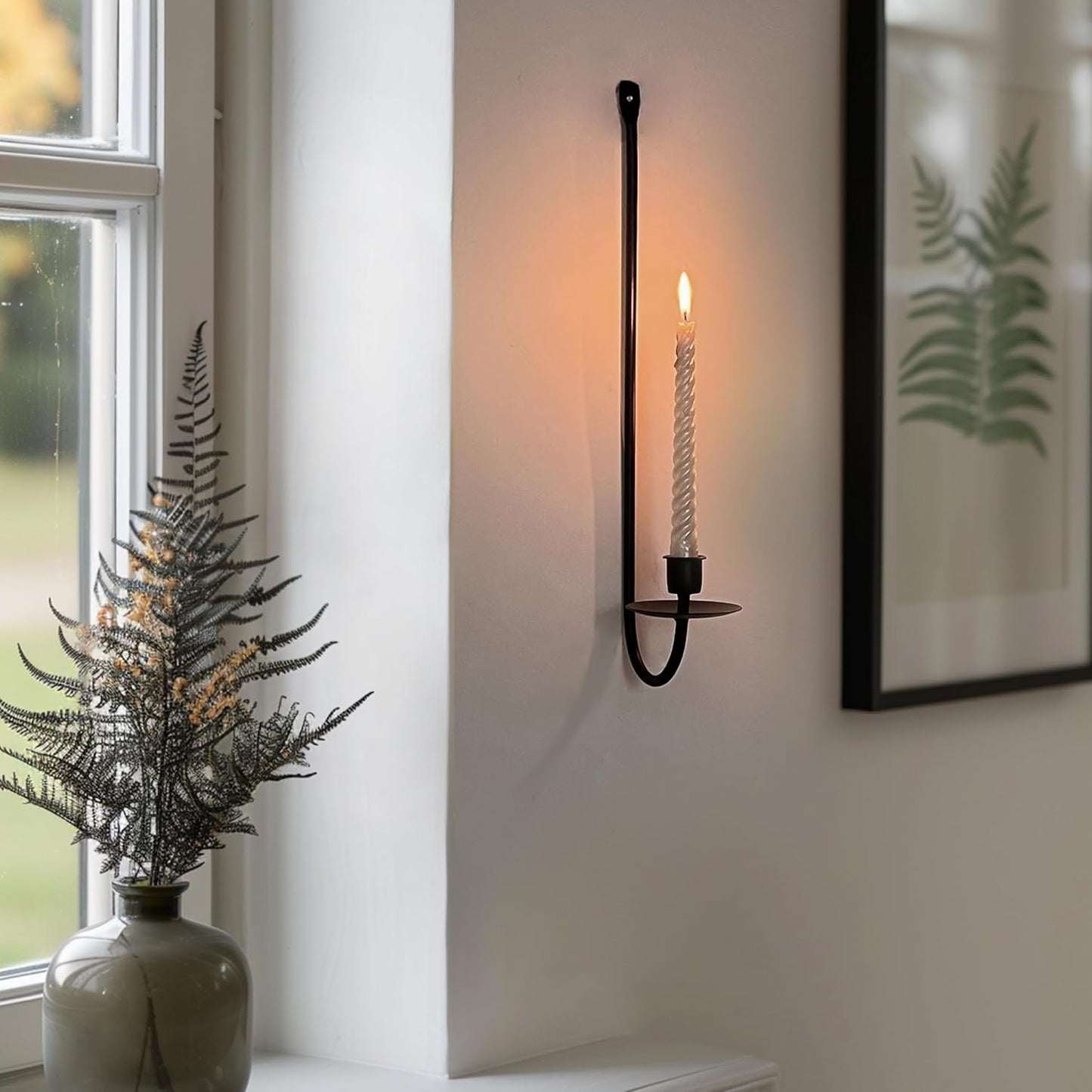 Black Metal Candle Holder Wall Sconces Set