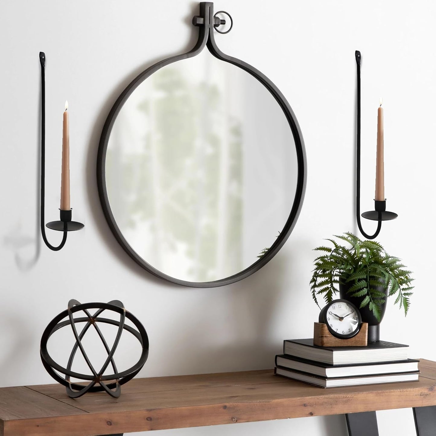 Black Metal Candle Holder Wall Sconces Set