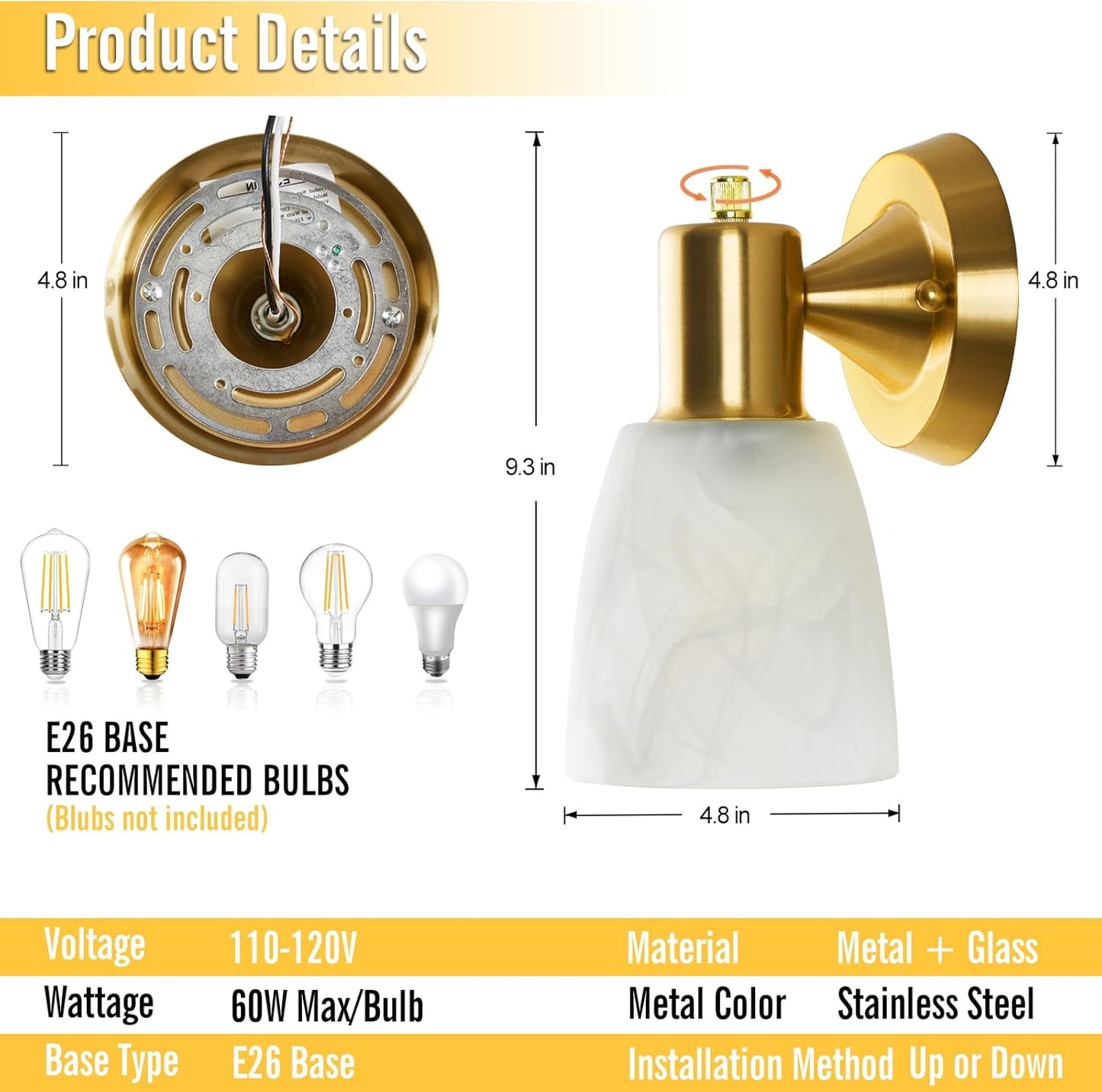 Farmhouse Frosted Glass Wall Lamp Set