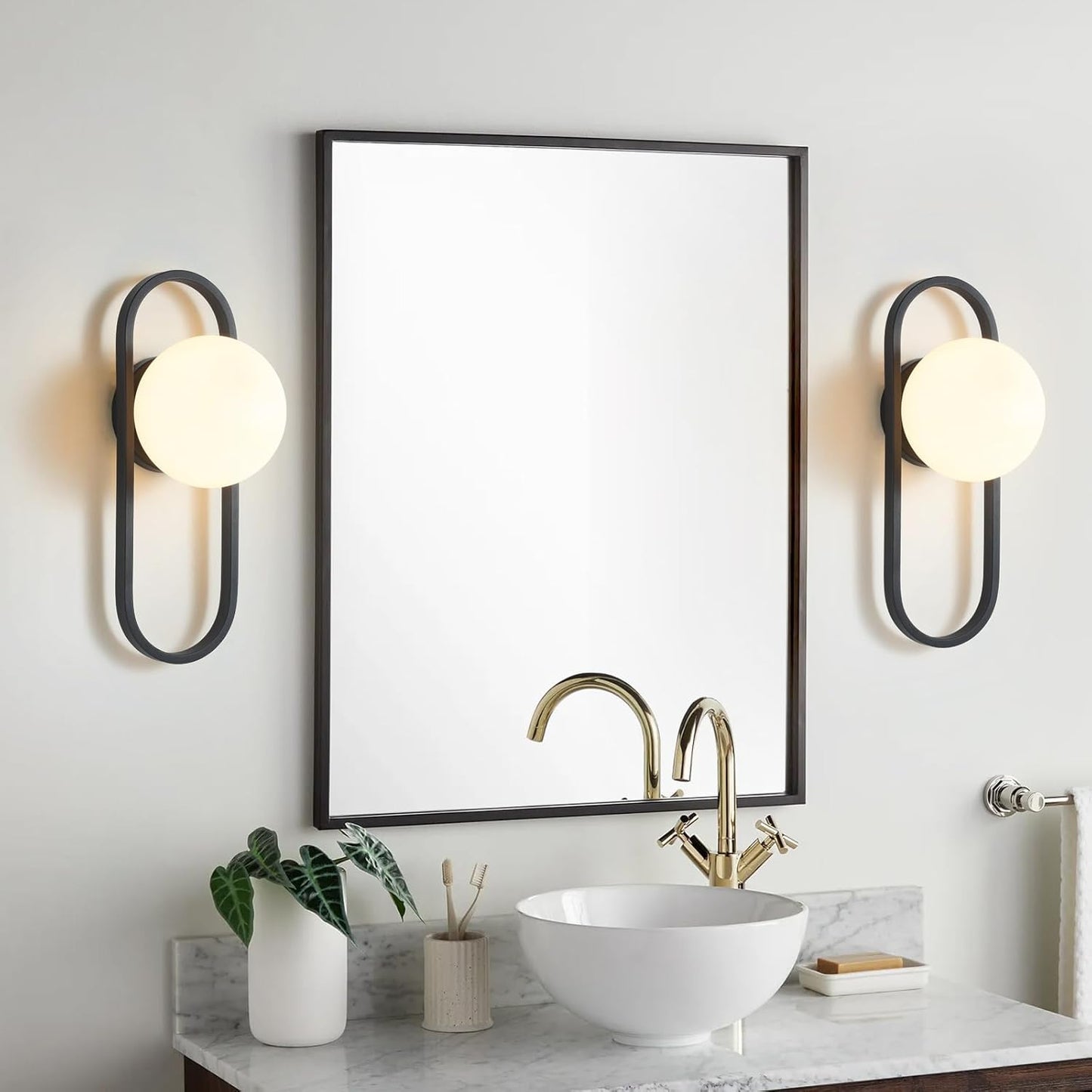 Matte Black Frosted Glass Wall Sconces Set