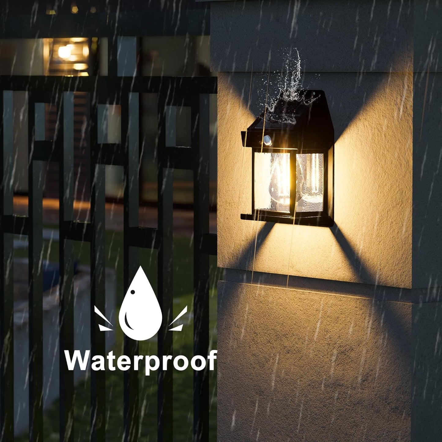 Solar Lantern Waterproof Porch Wall Lights Set
