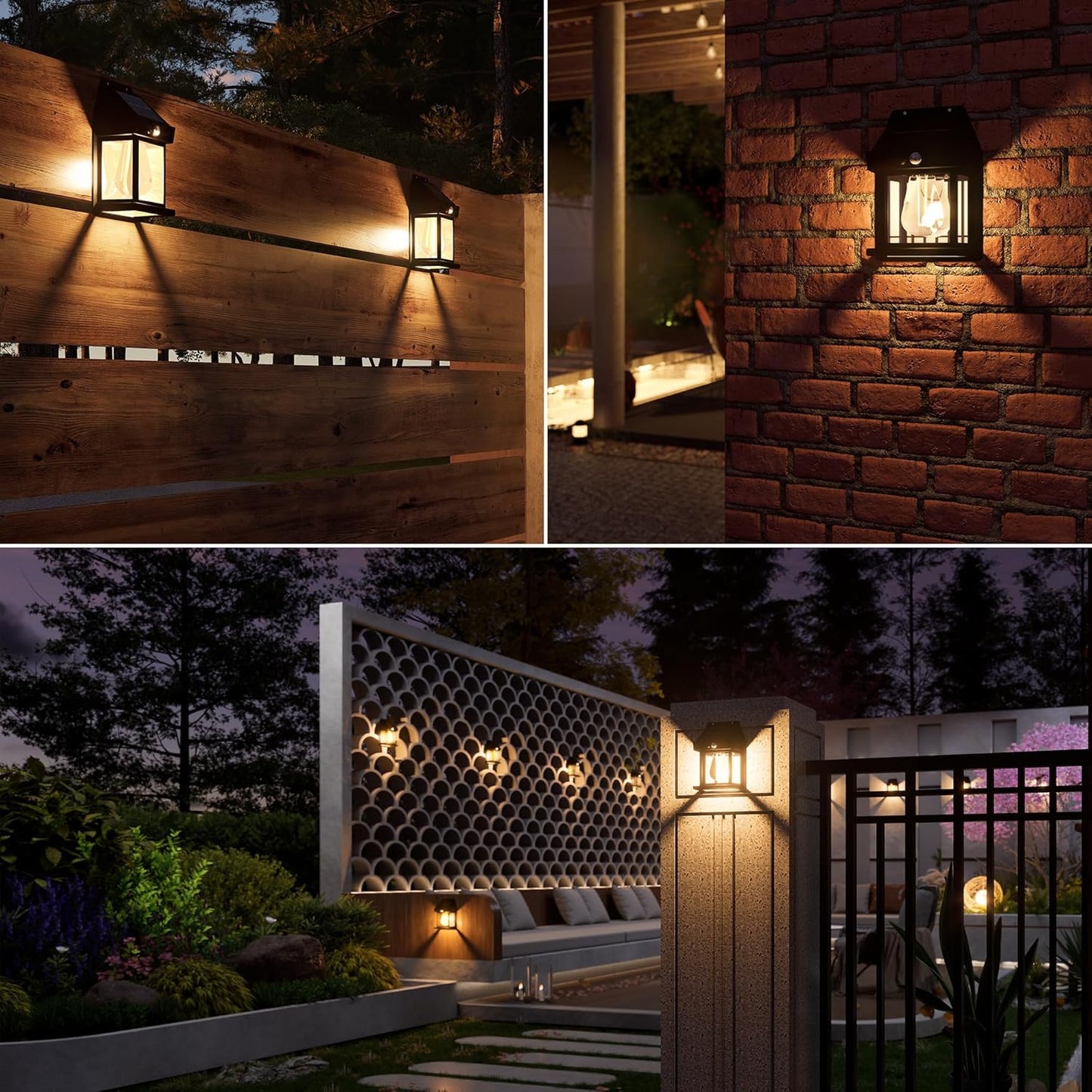Solar Lantern Waterproof Porch Wall Lights Set