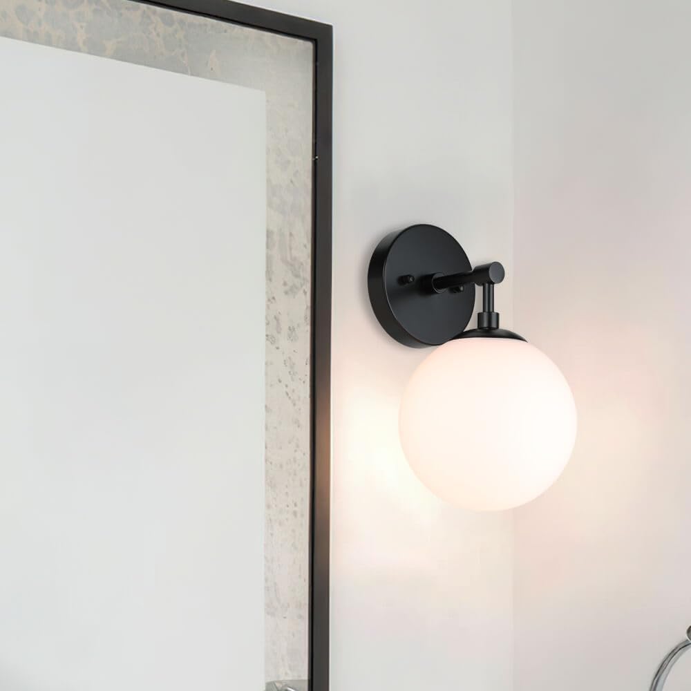 Modern Chrome Globe Frosted Glass Wall Sconce