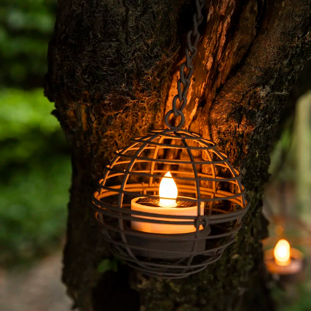 4Pcs Iron Ball Candle Solar Lantern