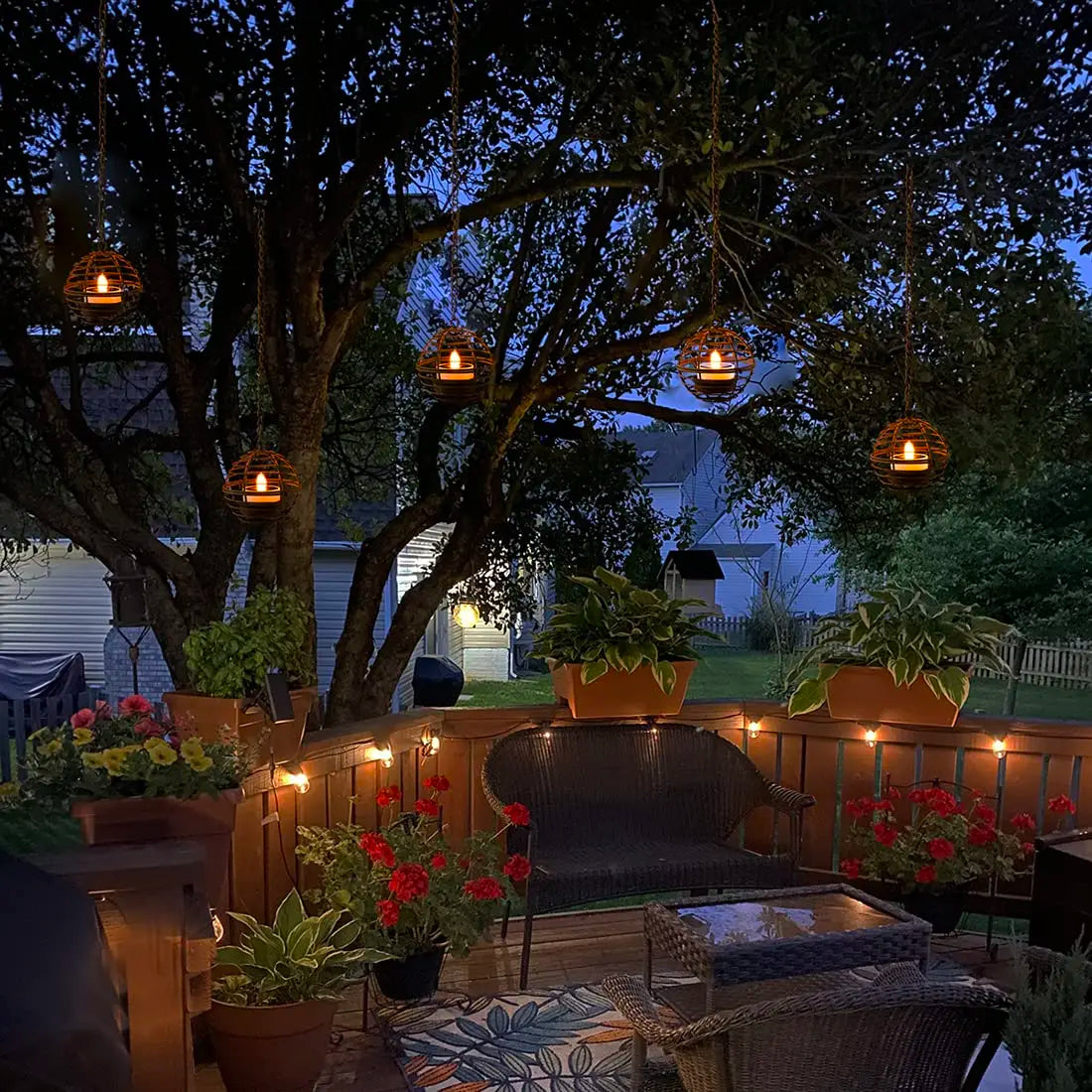 4Pcs Iron Ball Candle Solar Lantern