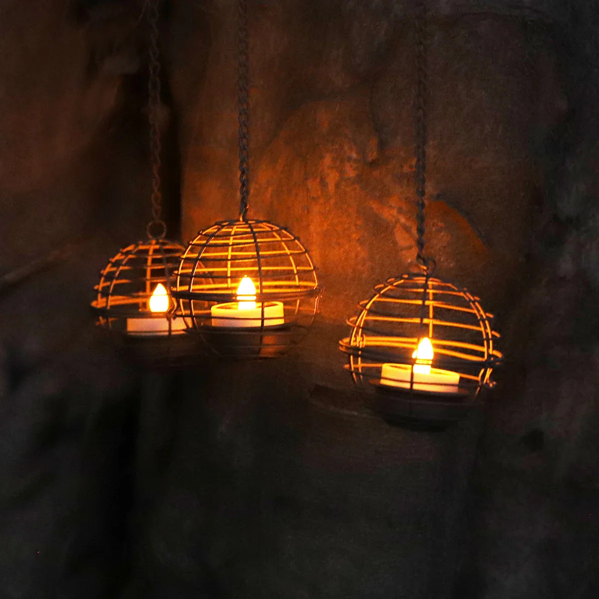 4Pcs Iron Ball Candle Solar Lantern