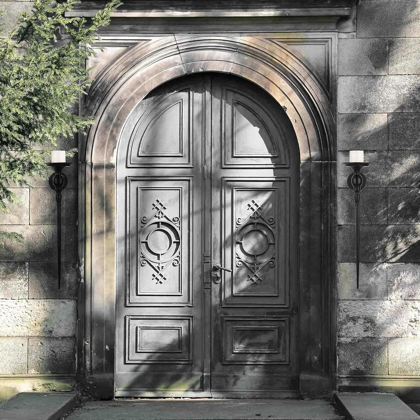 Black Pillar Candle Wall Sconce Set