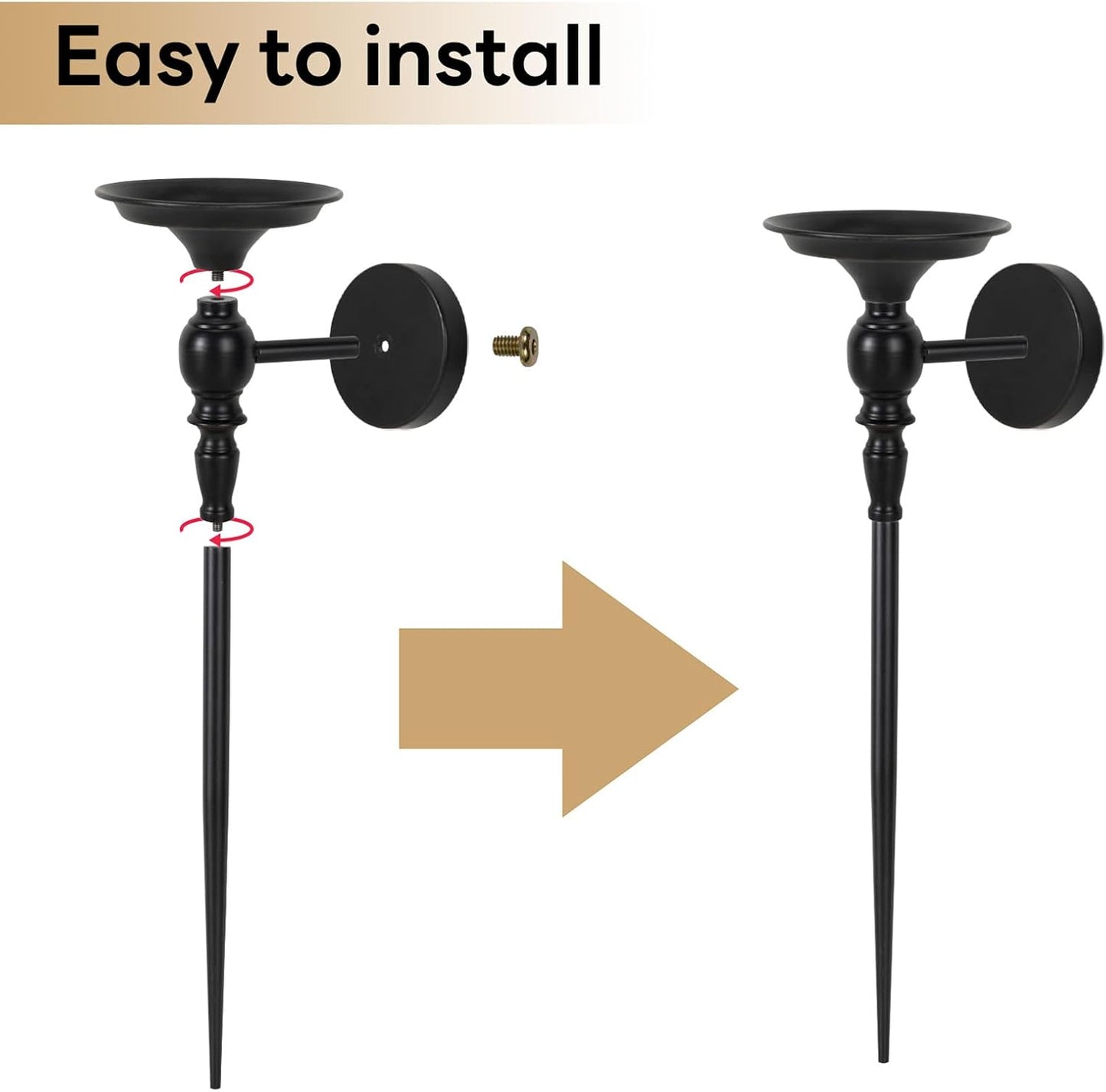 Black Pillar Candle Wall Sconce Set