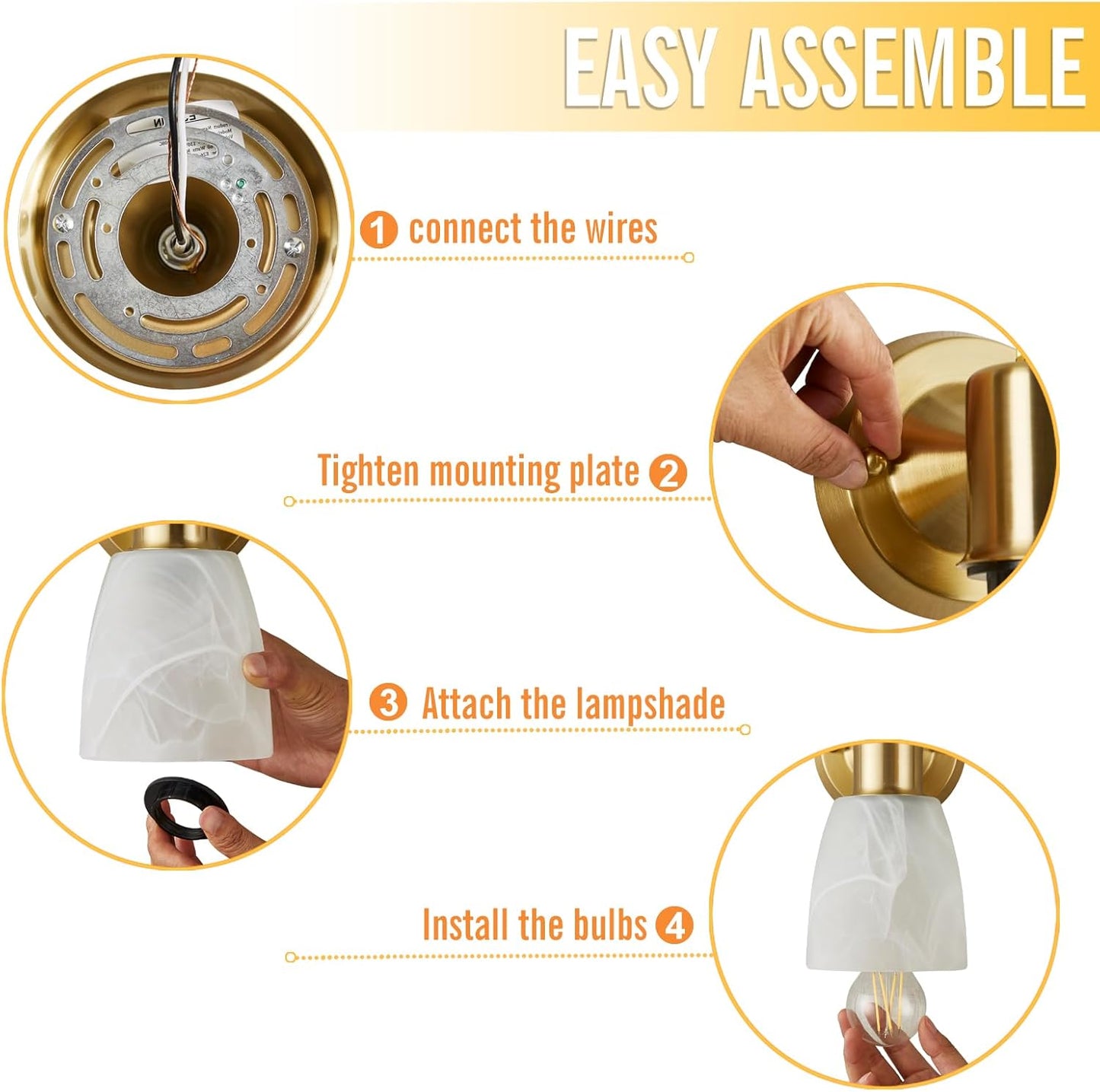 Farmhouse Frosted Glass Wall Lamp Set