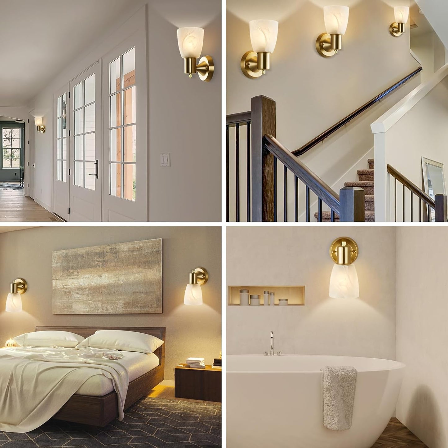 Farmhouse Frosted Glass Wall Lamp Set