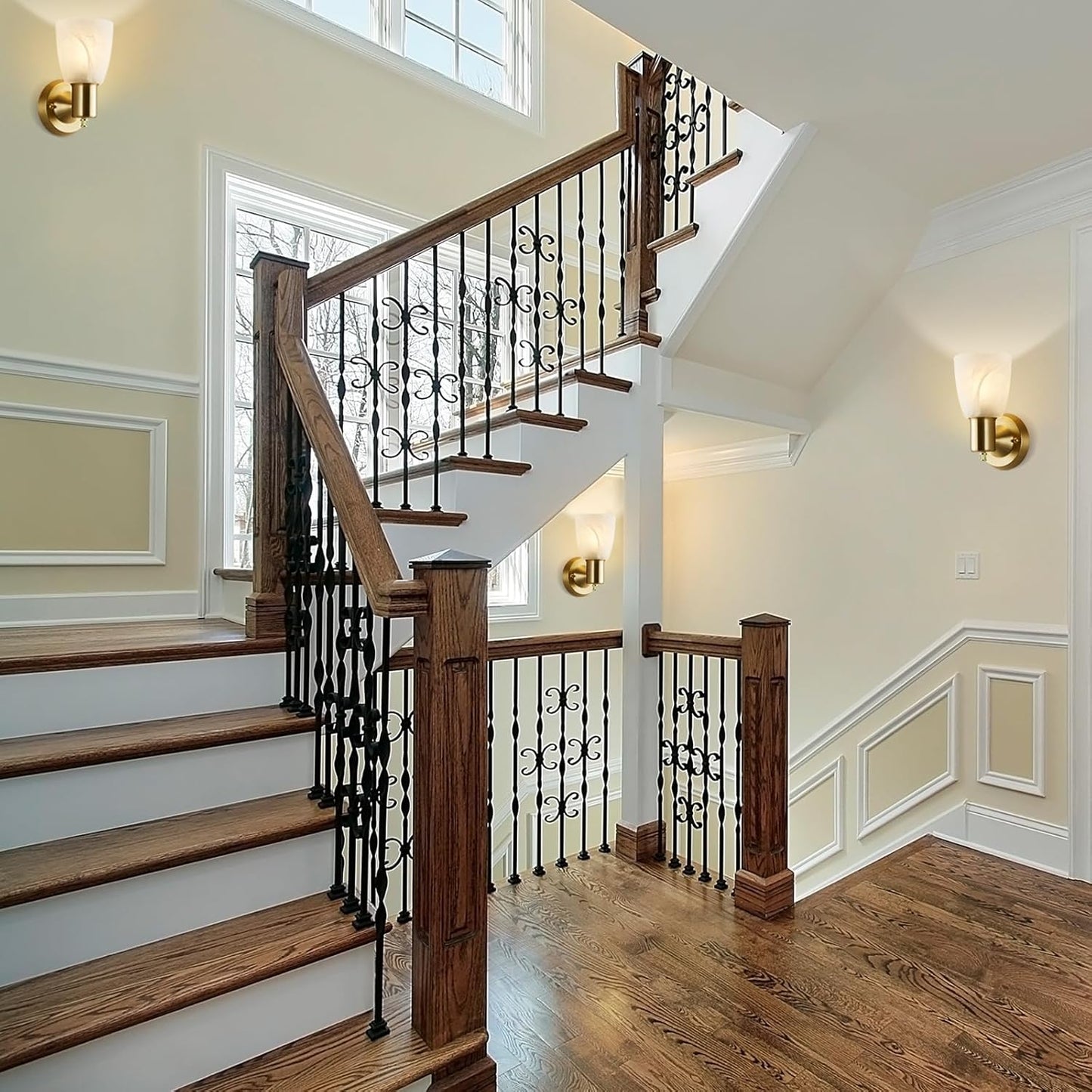 Farmhouse Frosted Glass Wall Lamp Set