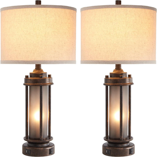 Farmhouse Night Light Table Lamps Set