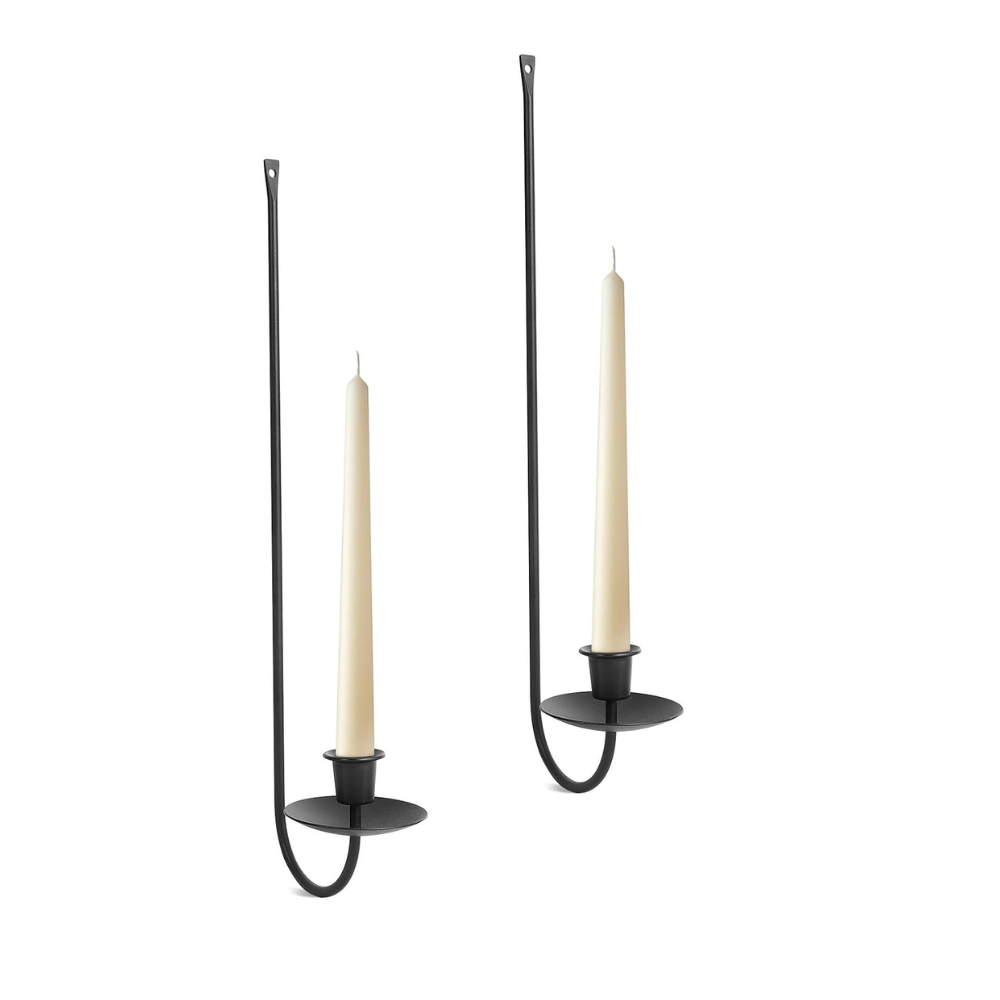 Black Metal Candle Holder Wall Sconces Set