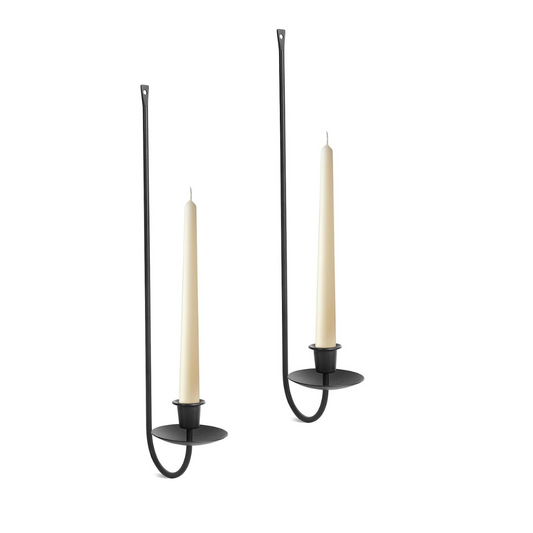 Black Metal Candle Holder Wall Sconces Set