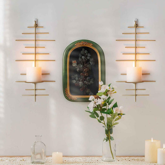 Gold Metal Candle Sconce Holder Set