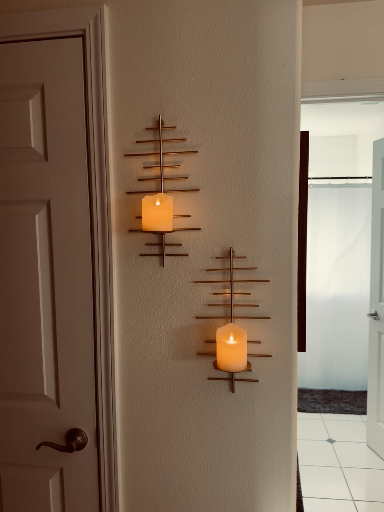 Gold Metal Candle Sconce Holder Set