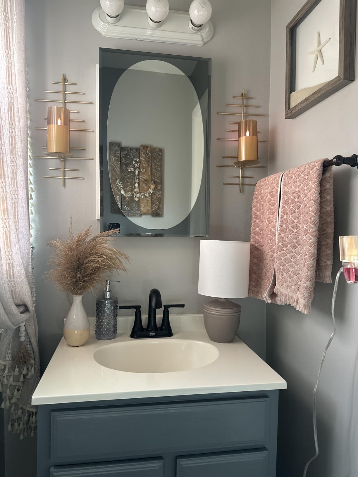 Gold Metal Candle Sconce Holder Set