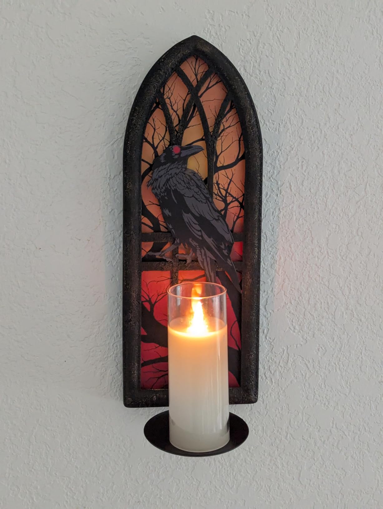 Gothic Crow Wall Candle Sconces Set