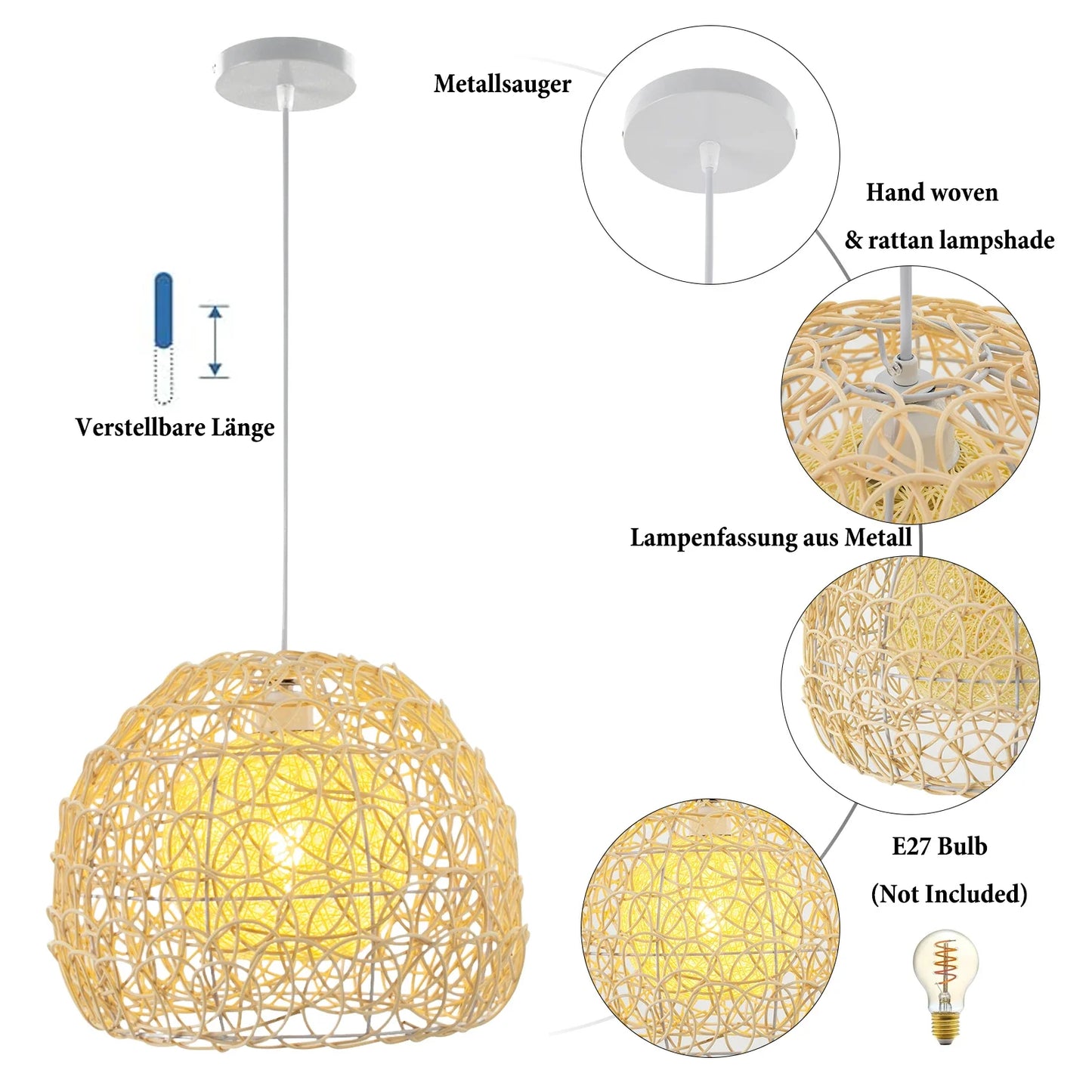 Handwoven Rattan Pendant Light