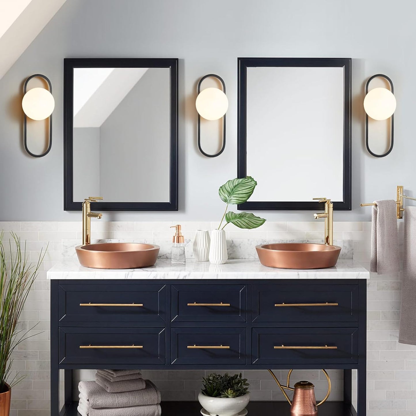 Matte Black Frosted Glass Wall Sconces Set