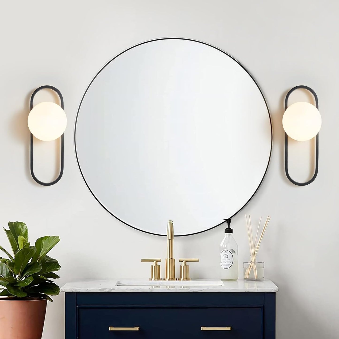 Matte Black Frosted Glass Wall Sconces Set