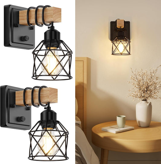 Metal Cage Dimmable Wall Sconces Set