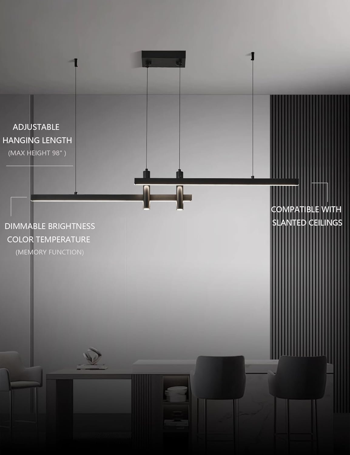 Minimalist Black Linear Pendant Light