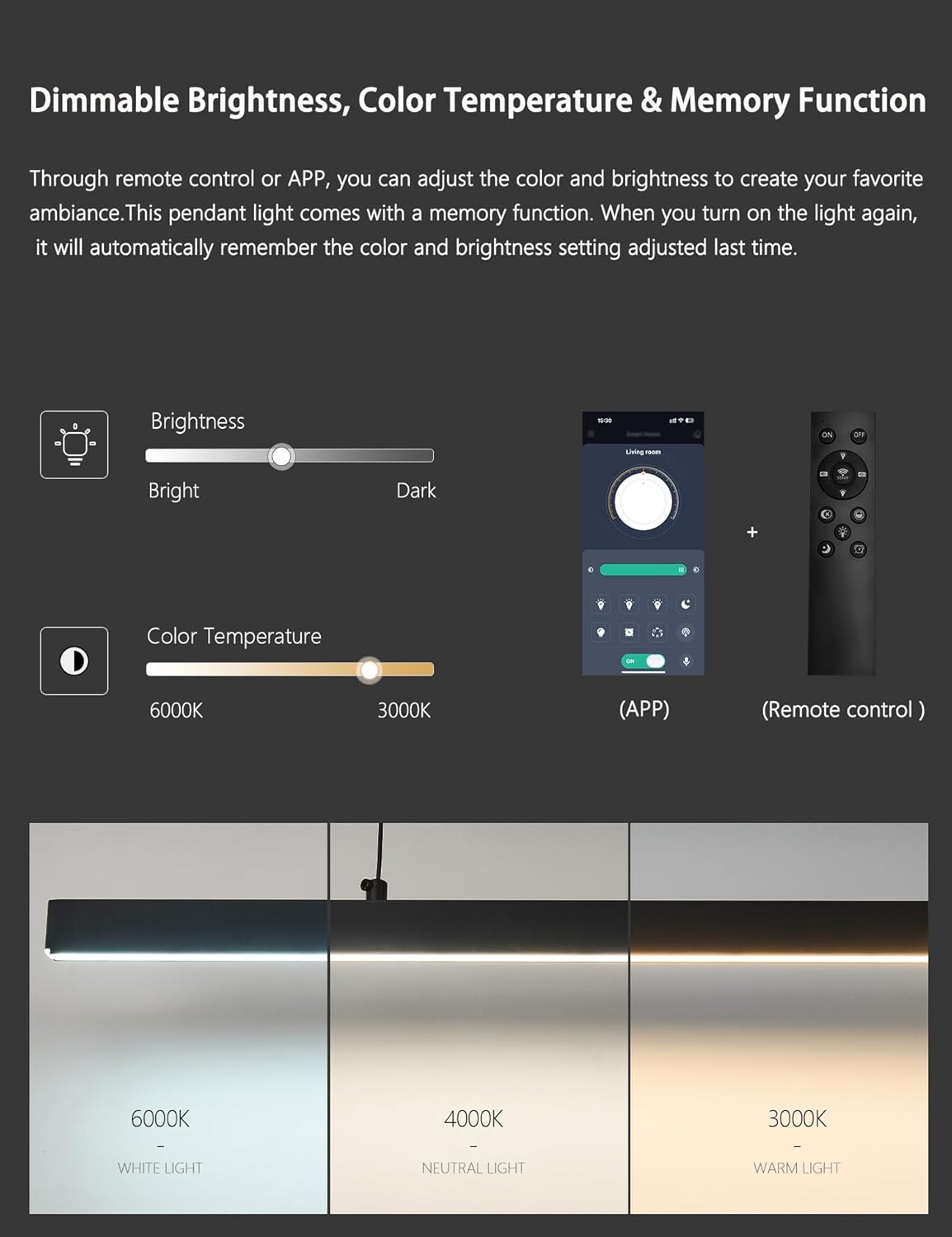 Minimalist Black Linear Pendant Light