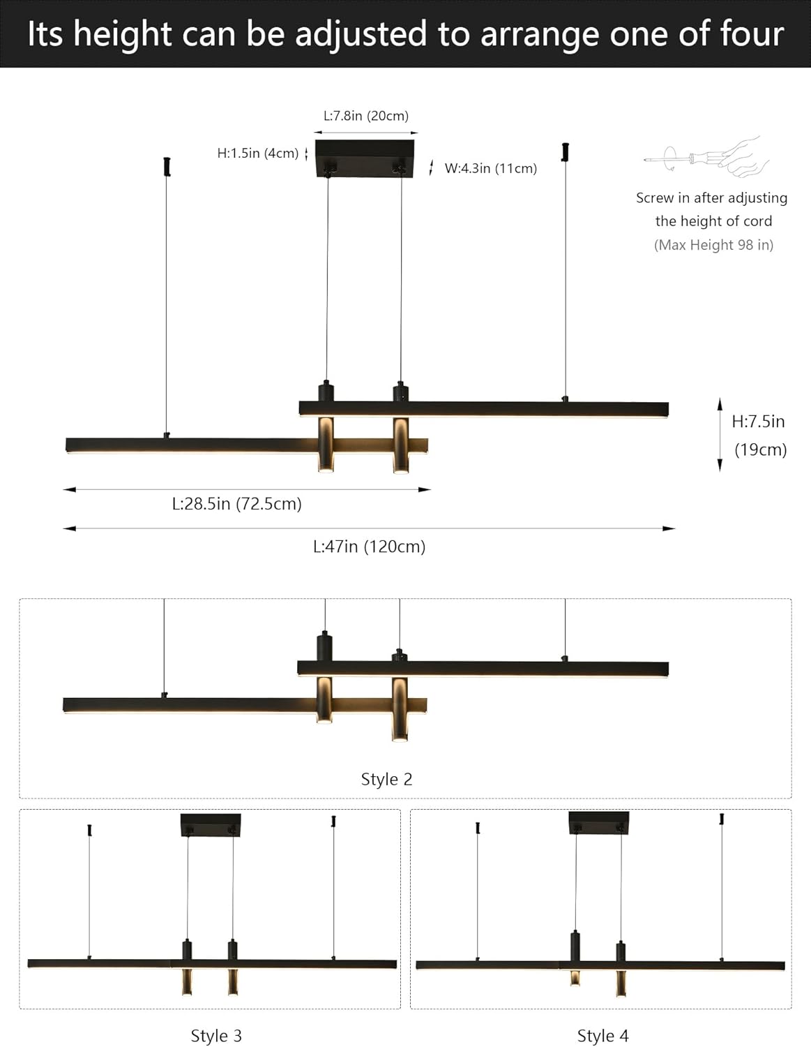 Minimalist Black Linear Pendant Light