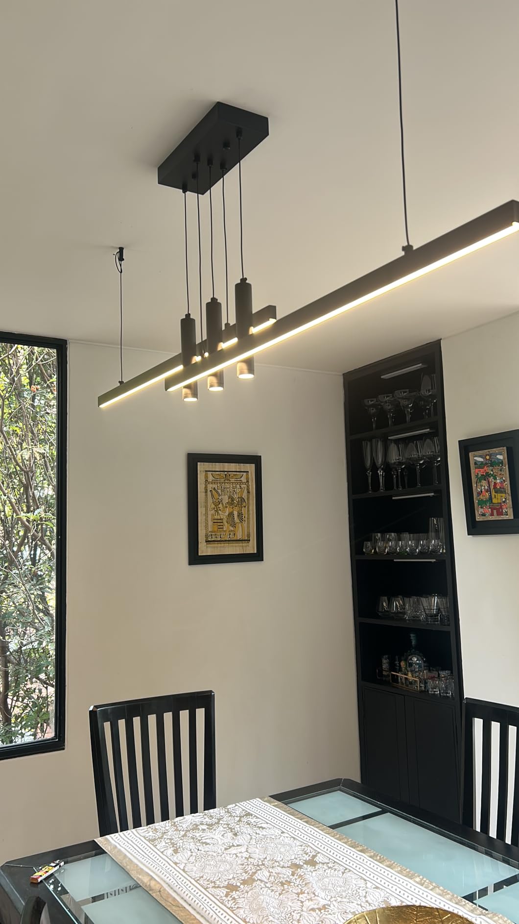 Minimalist Black Linear Pendant Light