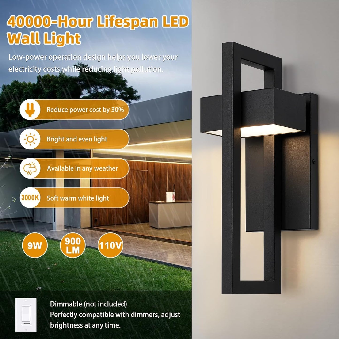 Outdoor Matte Black Lines Wall Lights