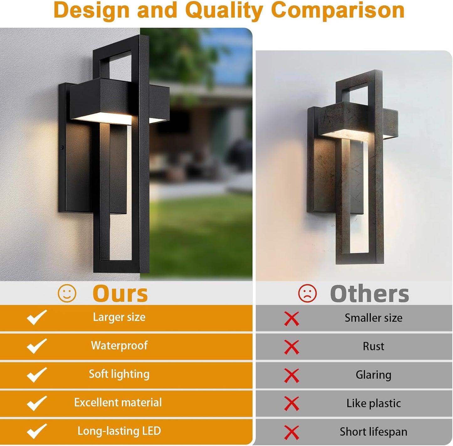 Outdoor Matte Black Lines Wall Lights