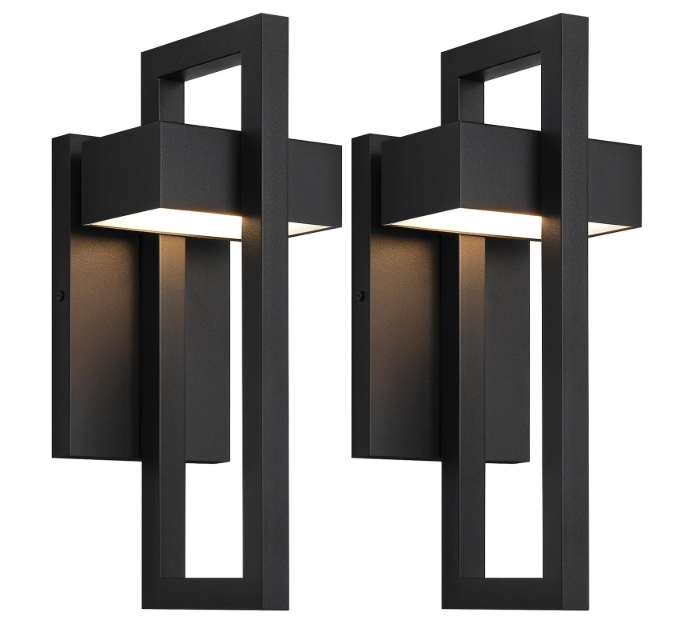 Outdoor Matte Black Lines Wall Lights