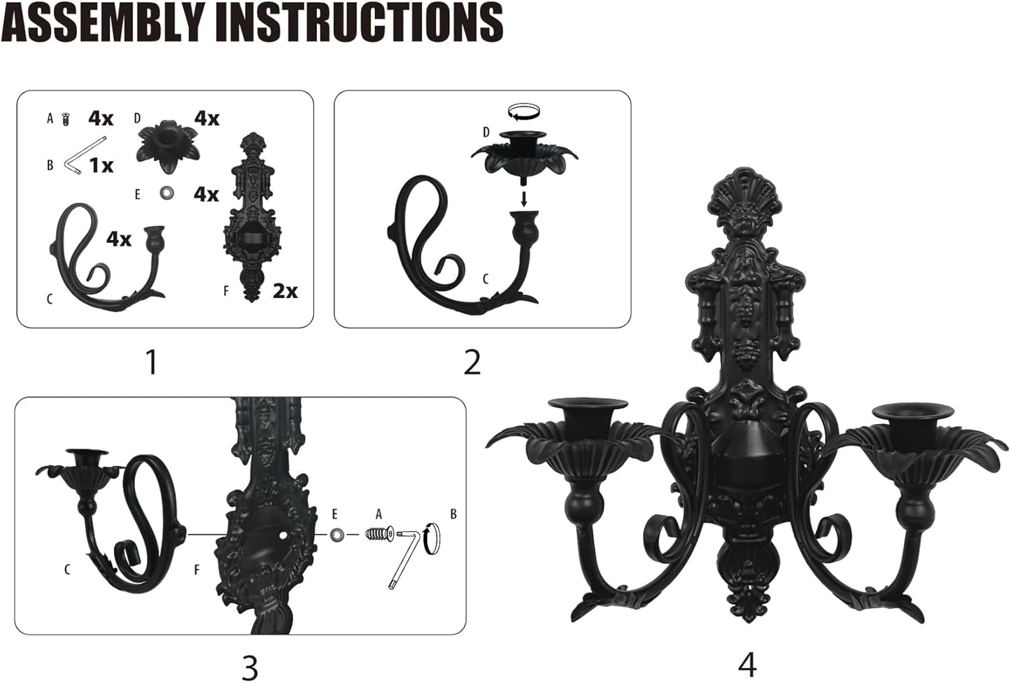 Rustic Metal Gothic Candle Sconce Set