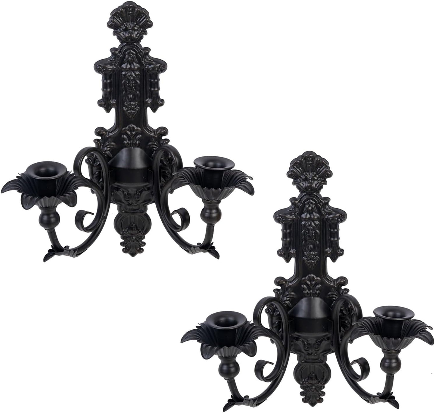 Rustic Metal Gothic Candle Sconce Set