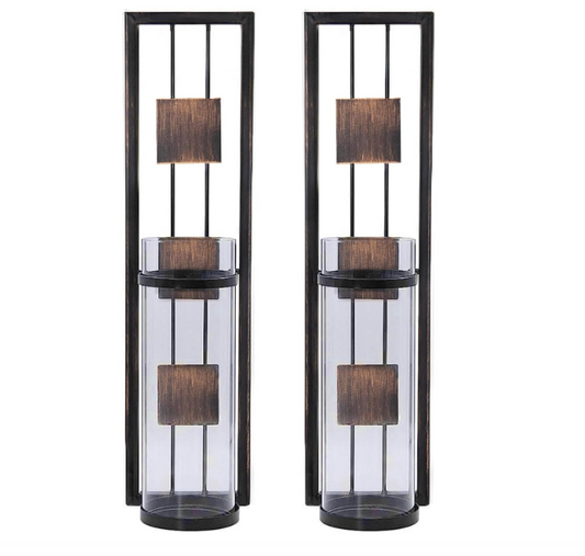 Rustic Shelving Candle Holder Sconce Set