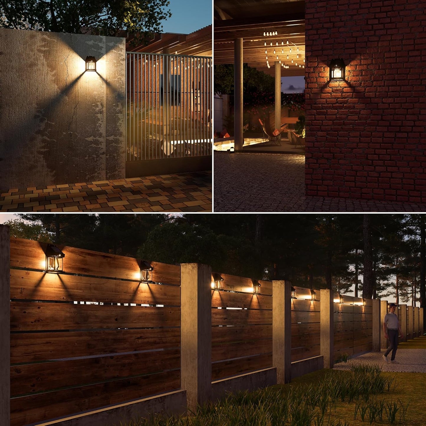 Solar Lantern Waterproof Porch Wall Lights Set