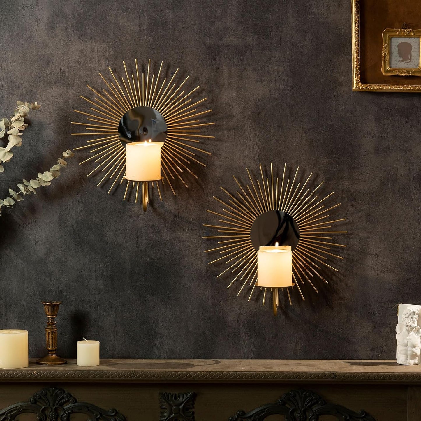 Sun Light Wall Candle Holder Set