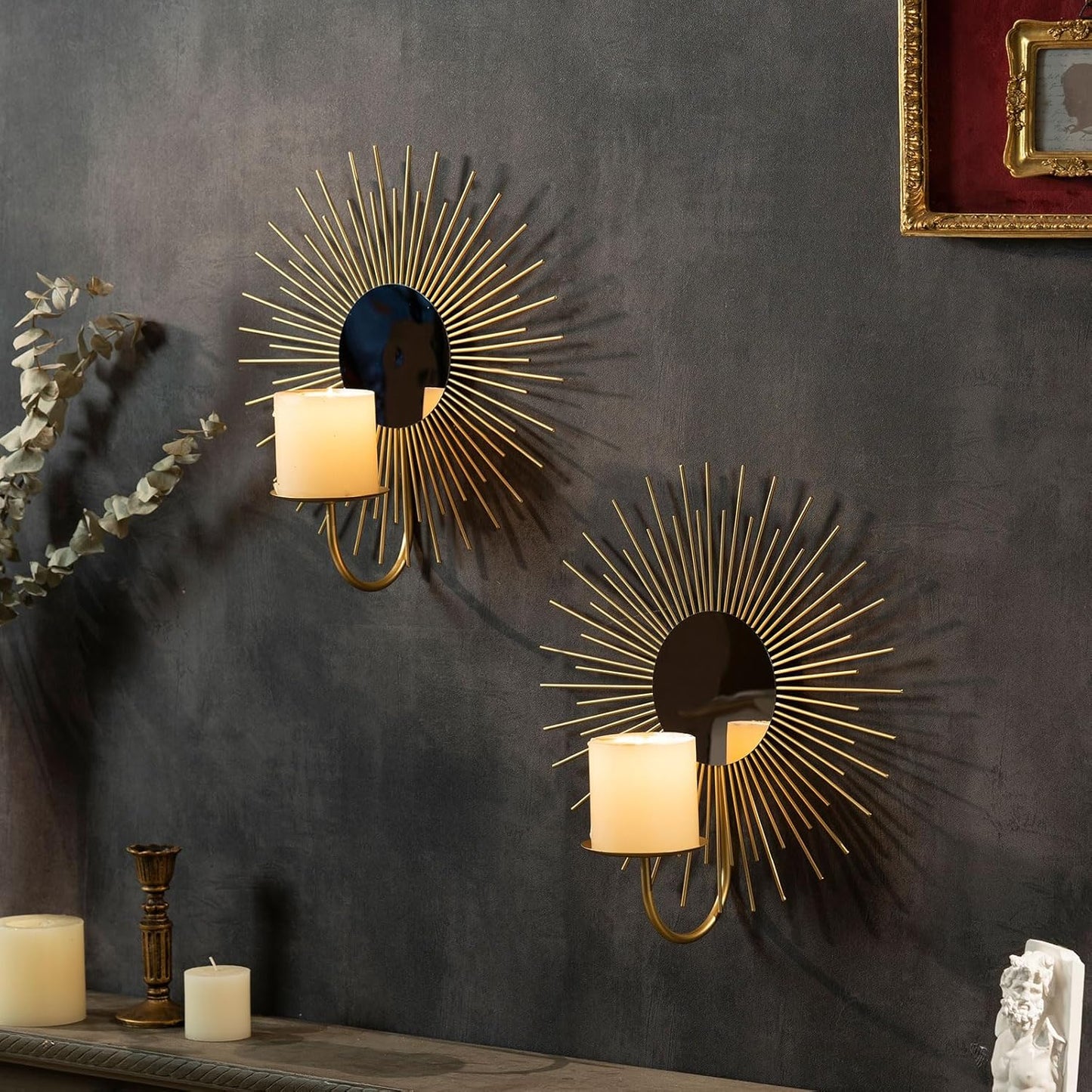 Sun Light Wall Candle Holder Set