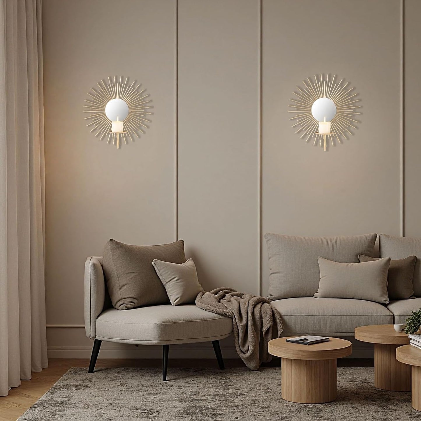 Sun Light Wall Candle Holder Set