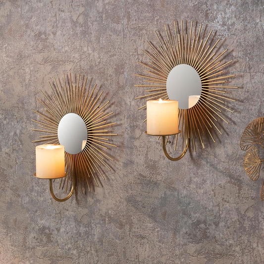 Sun Light Wall Candle Holder Set