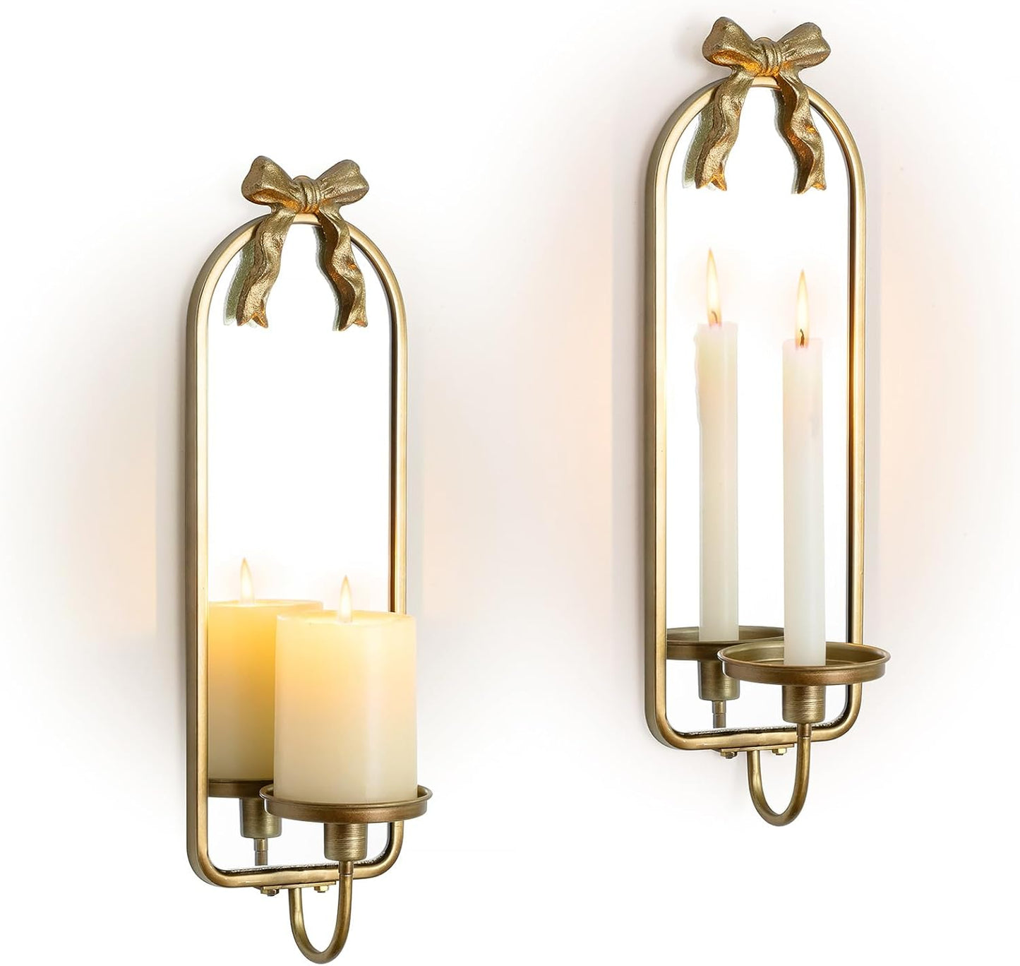 Vintage French Mirror Candle Sconce Set