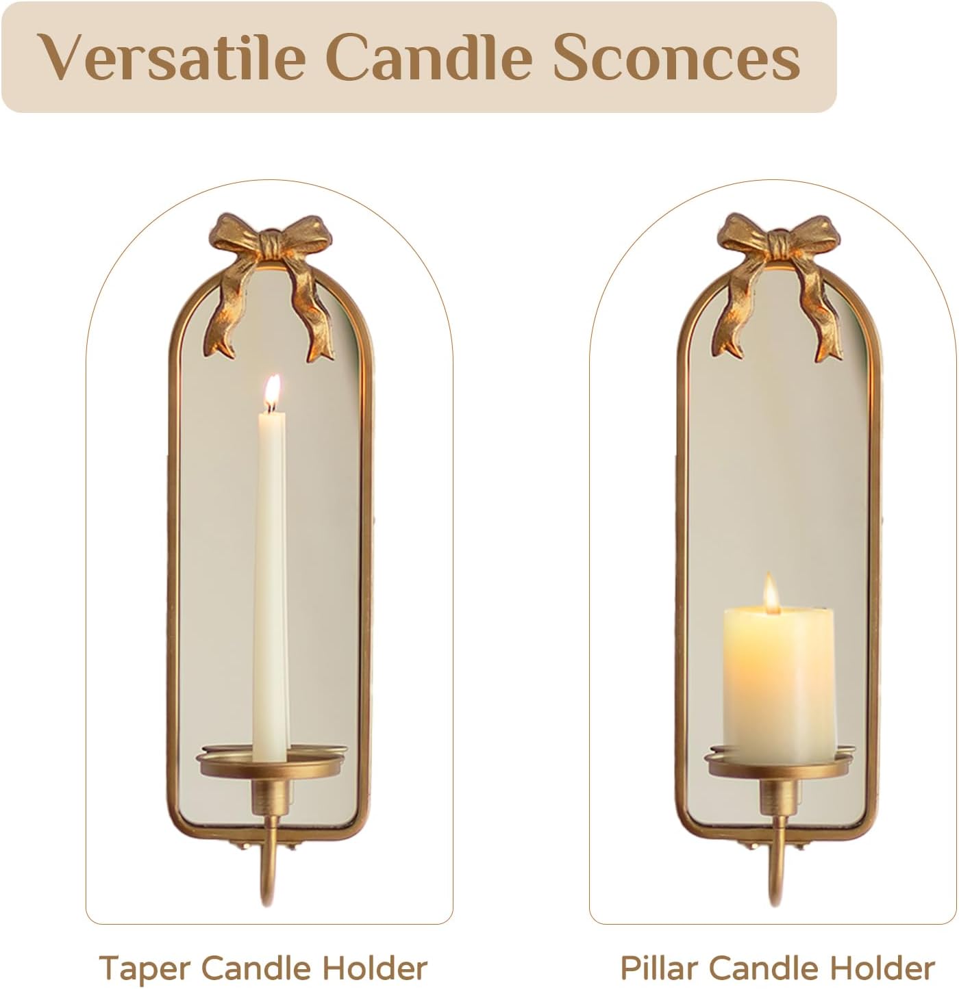 Vintage French Mirror Candle Sconce Set