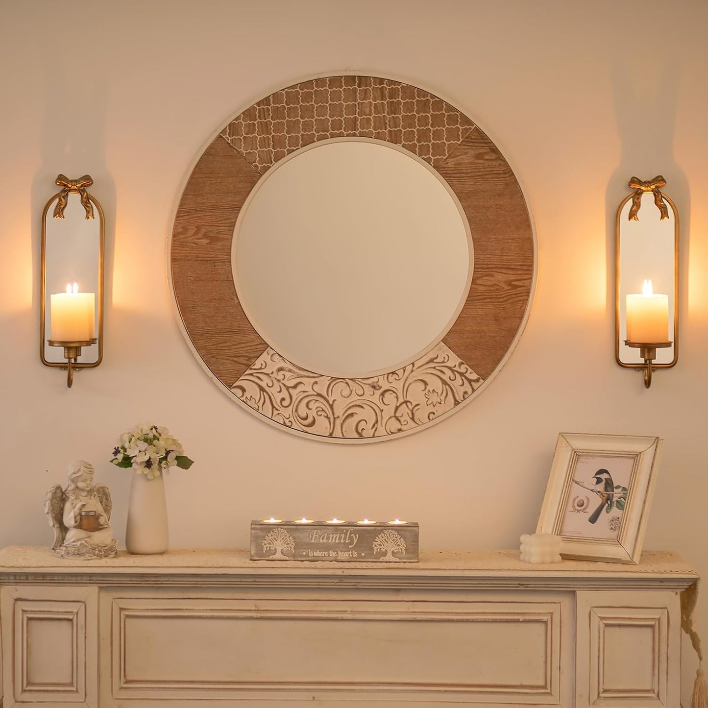 Vintage French Mirror Candle Sconce Set