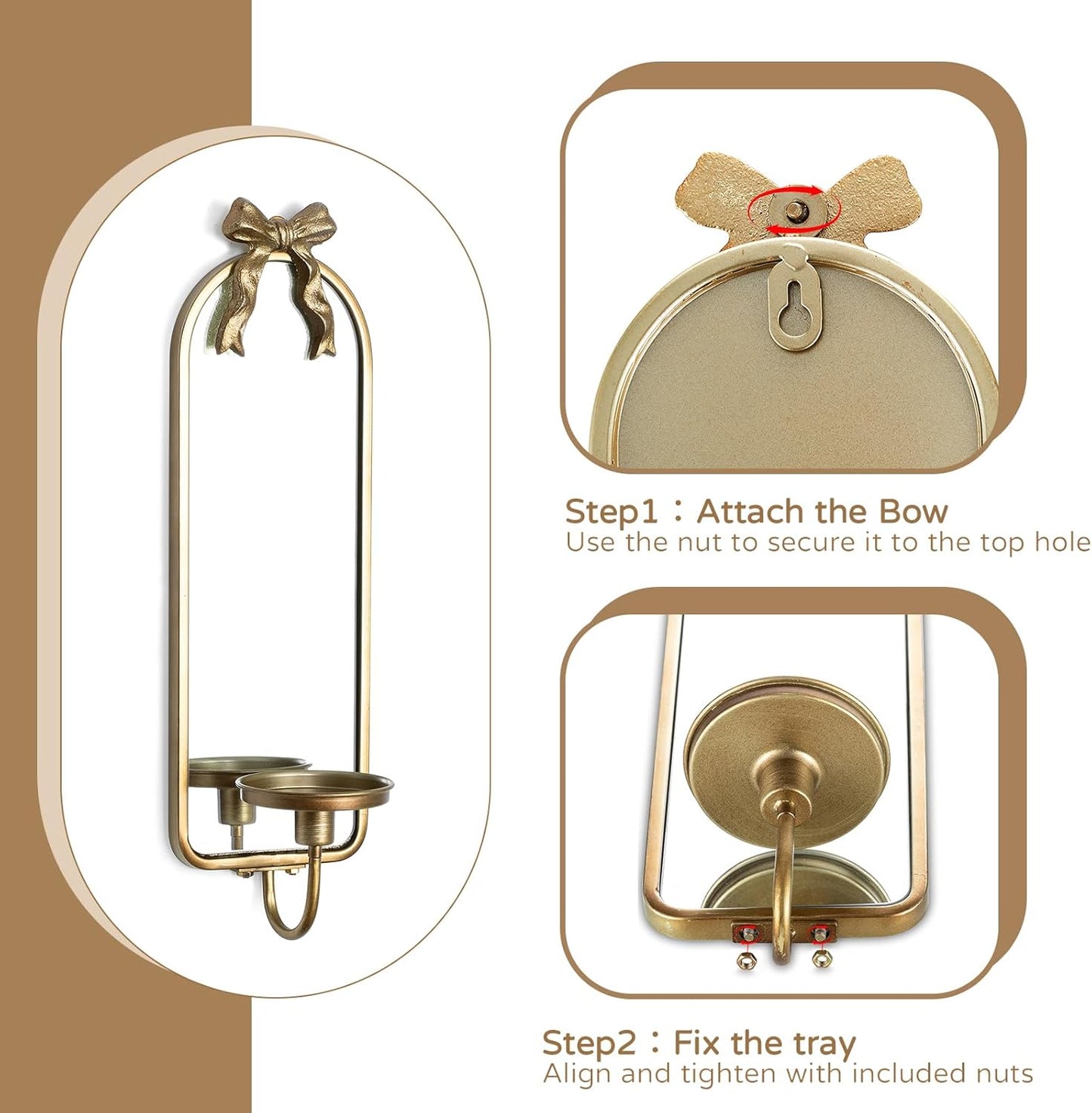 Vintage French Mirror Candle Sconce Set