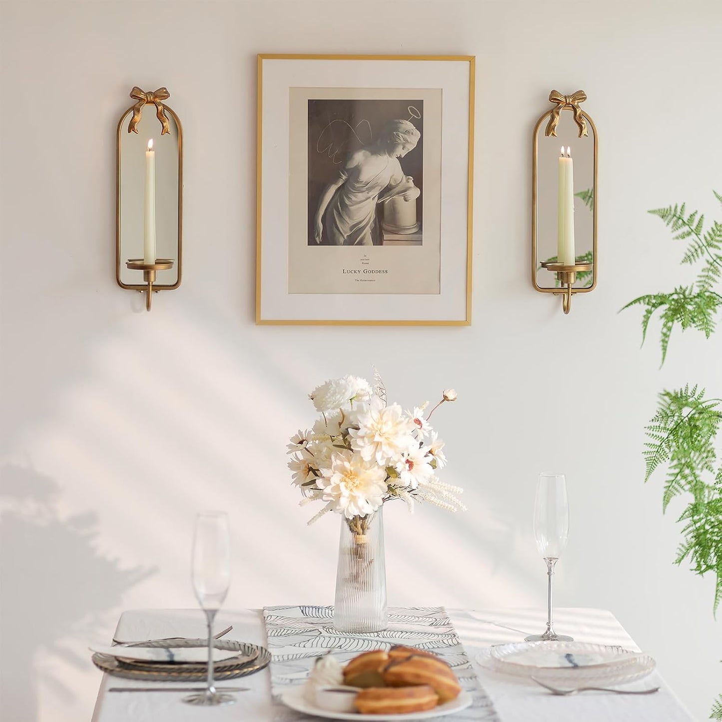 Vintage French Mirror Candle Sconce Set